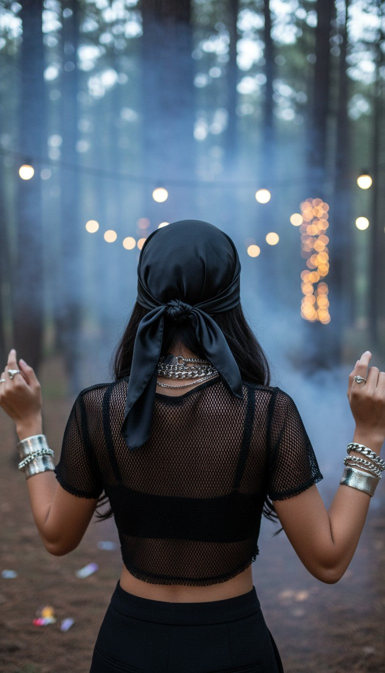 Eclipse Satin | Black Satin Scarf