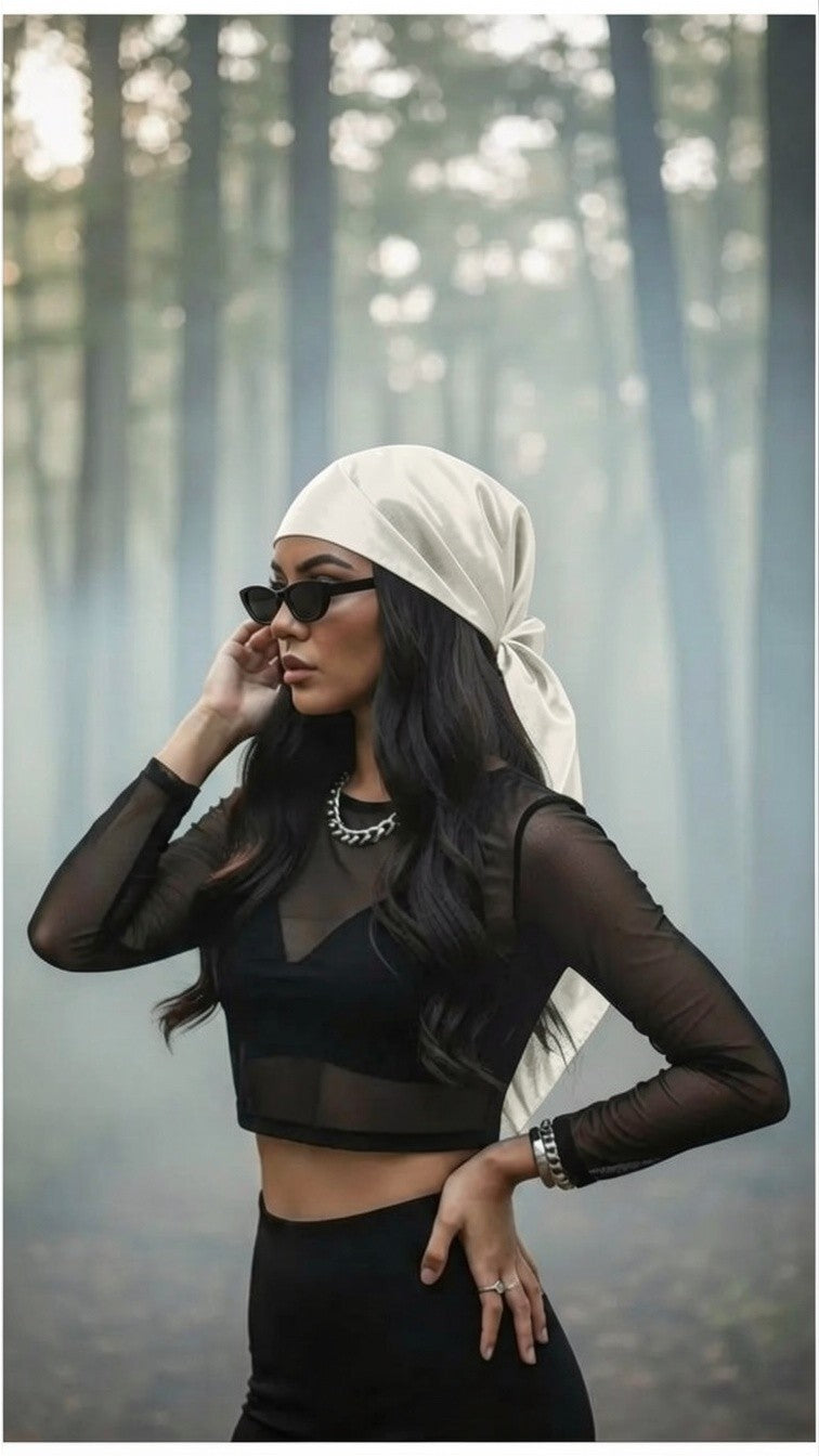 Moonstone Satin | Cream Satin Scarf