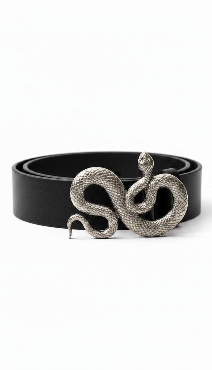 Ouro Belt | Snake Buckle Faux Leather Belt
