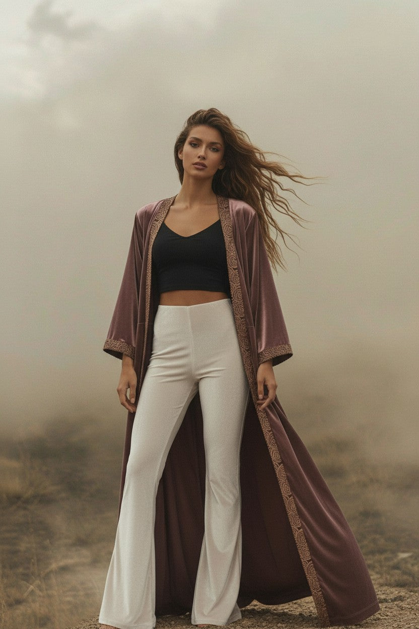 Solar Flare  |  Cream Stretch Velvet Flares