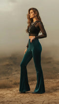 Solar Flare  |  Royal Teal Stretch Velvet Flares